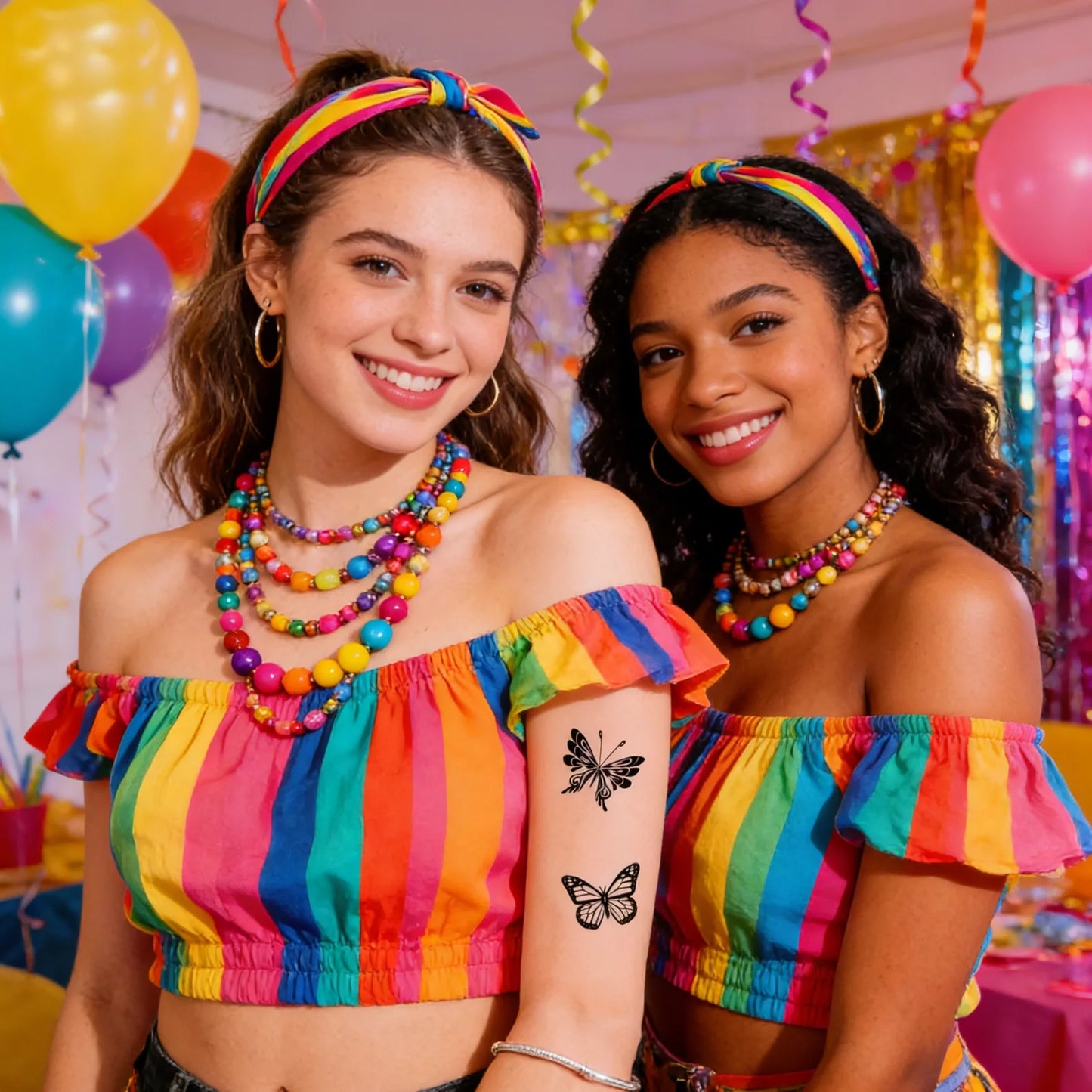 30 temporary tattoo stickers with 163 black butterfly designs