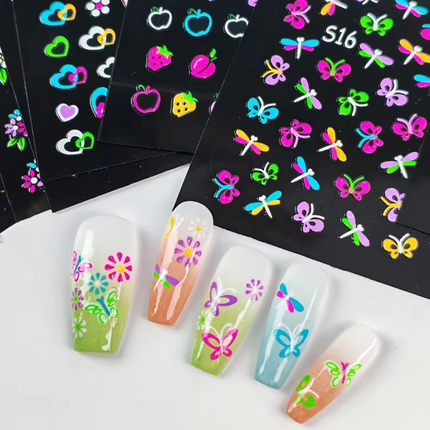30pcs of 3D Glow-in-the-dark Neon Nail Stickers
