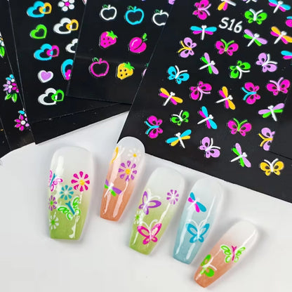30pcs of 3D Glow-in-the-dark Neon Nail Stickers
