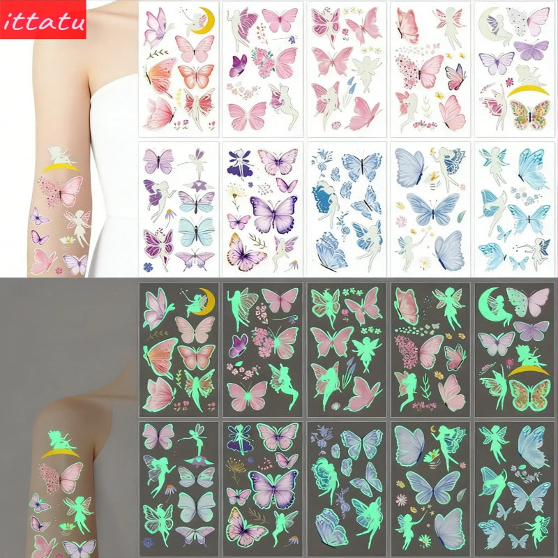 10 Glow-in-the-Dark Butterfly Stickers Set