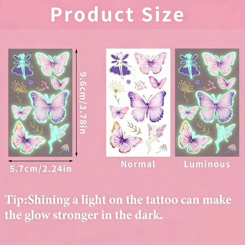 10 Glow-in-the-Dark Butterfly Stickers Set