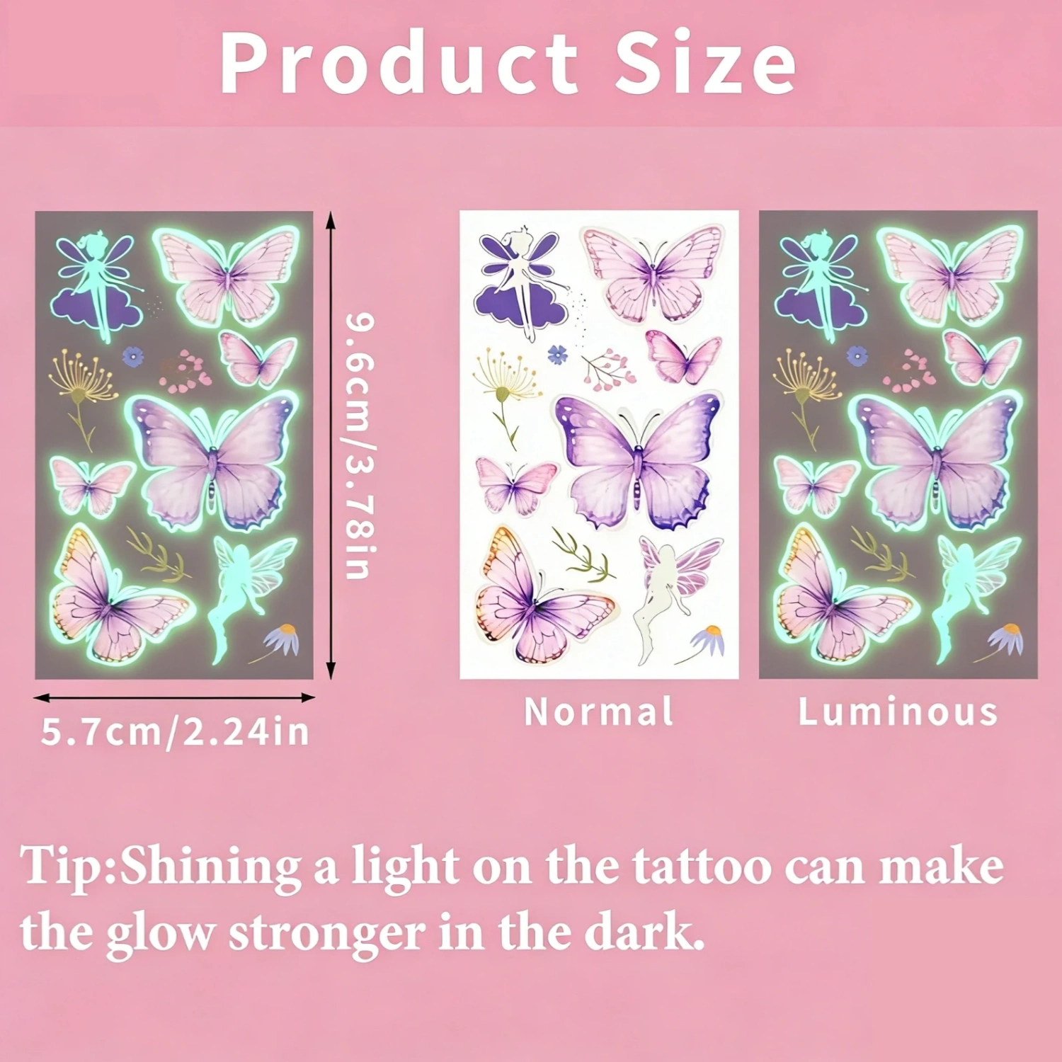 10pcs Glow-in-the-Dark Temporary Tattoos | Butterfly & Floral Stickers for Festivals & Parties