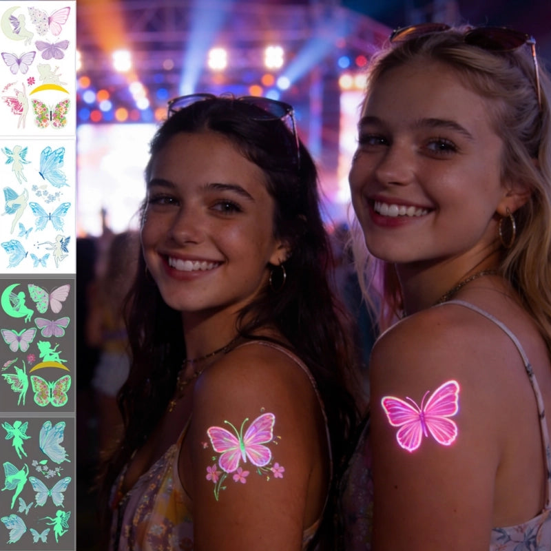 10 Glow-in-the-Dark Butterfly Stickers Set