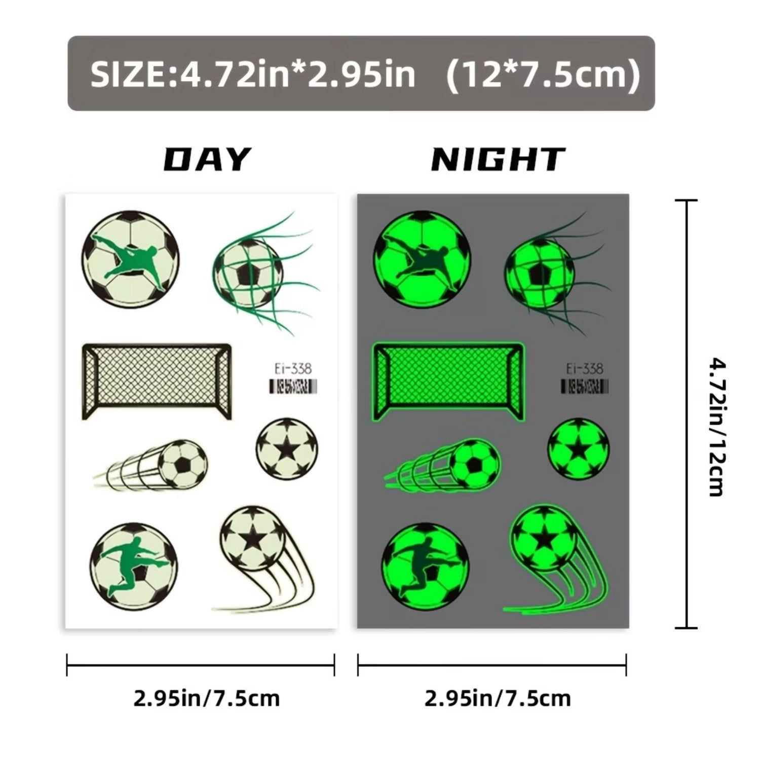 10 Glow-in-the-Dark Soccer Temporary Tattoos