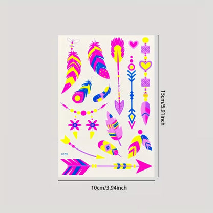 12 Glow-in-the-Dark Temporary Tattoo Stickers