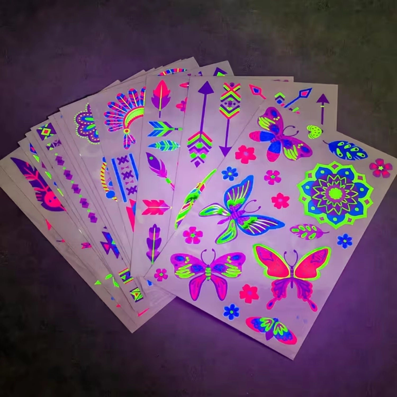 12 Glow-in-the-Dark Temporary Tattoo Stickers