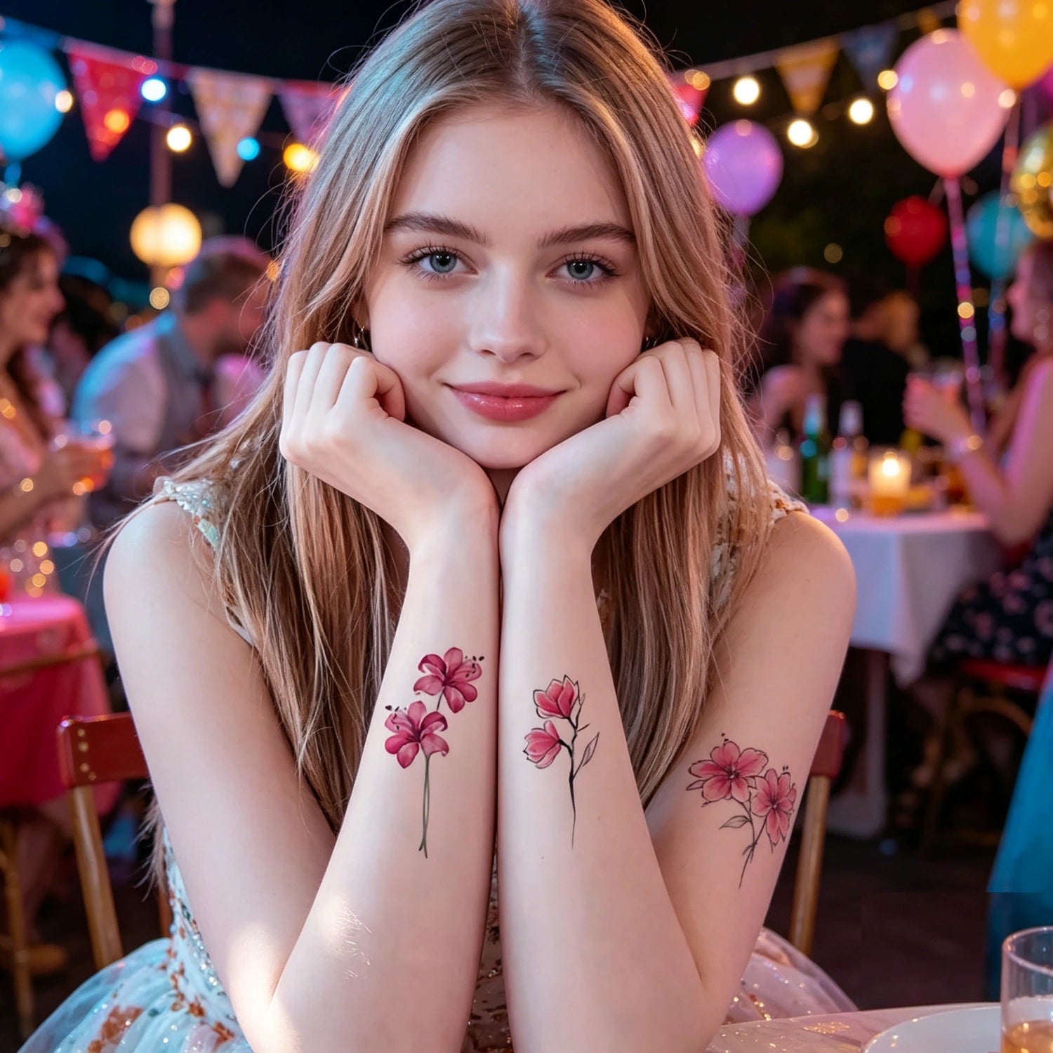 30pcs Trendy Floral Tattoo Sets, safe exquisite small temporary tattoos to elevate party vibes festival outfits and everyday subtle body aesthetics