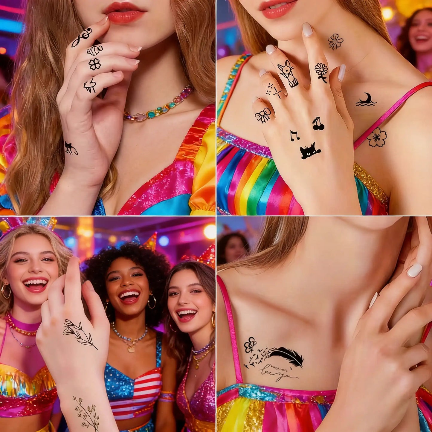 30 Temporary Party Tattoos of Butterflies, Flowers, and Hearts