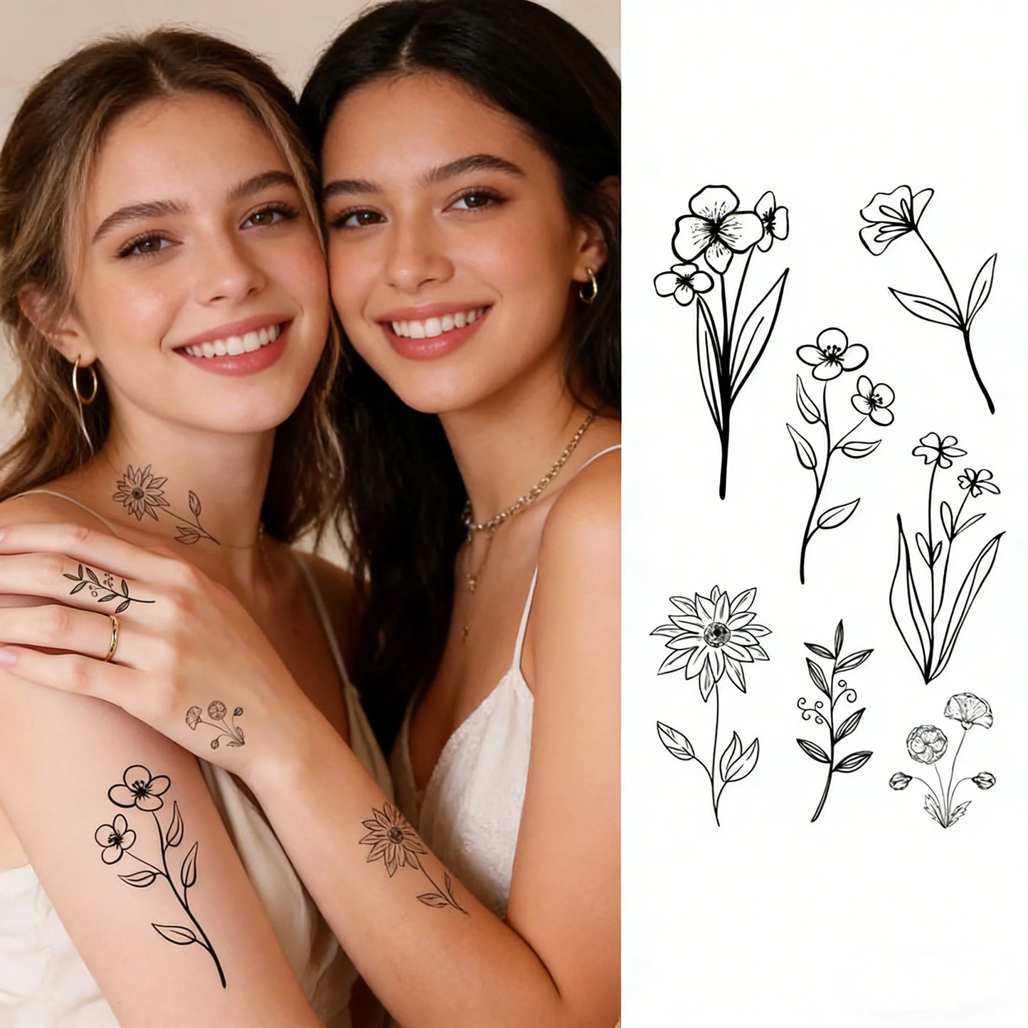 30 Temporary Party Tattoos of Butterflies, Flowers, and Hearts