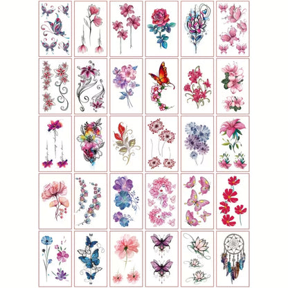 【Vintage Floral Party】30Pcs Floral Waterproof Party Tattoos