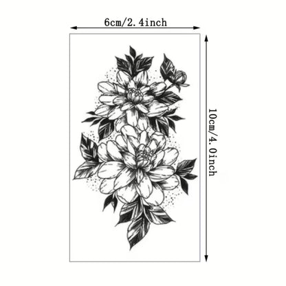 【Dark Lady Party】30Pcs Black Floral Waterproof Girls Tattoos