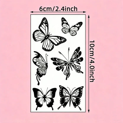 【Coole schwarze Schmetterlingsparty】30 Blatt schwarze Schmetterlings-Tattoos wasserfest