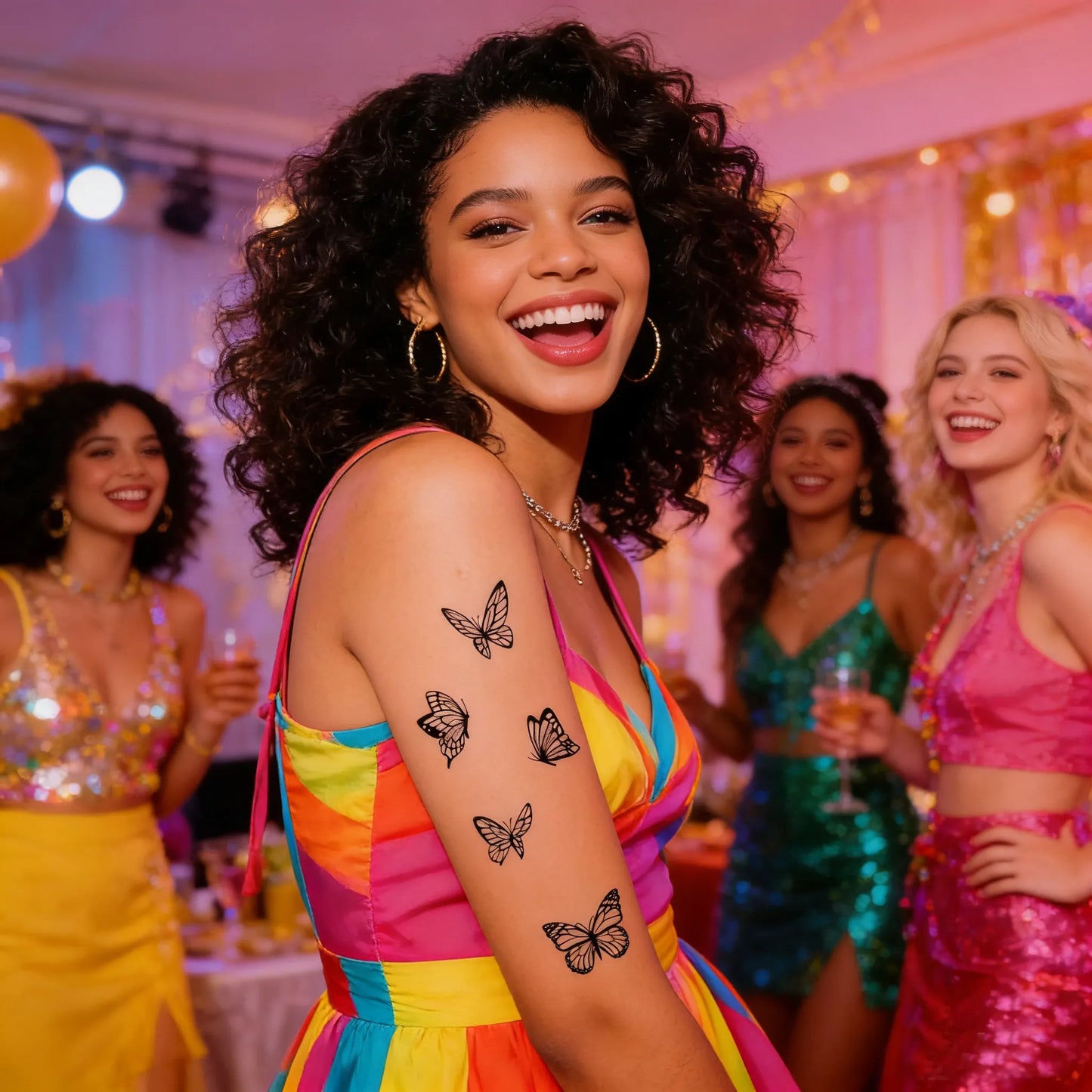 30 temporary tattoo stickers with 163 black butterfly designs